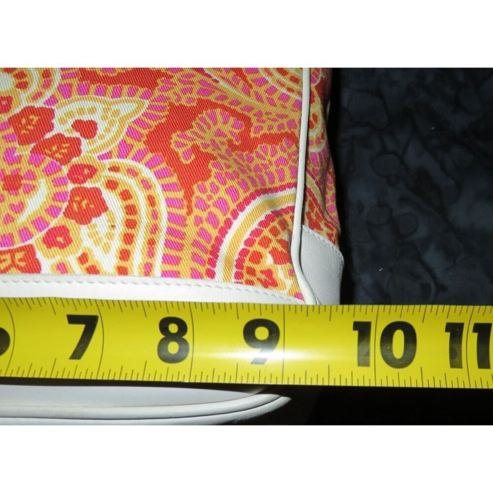 COACH Vintage Red & White Paisley Print Canvas & Leather Tote & white wristlet - Picture 15 of 16